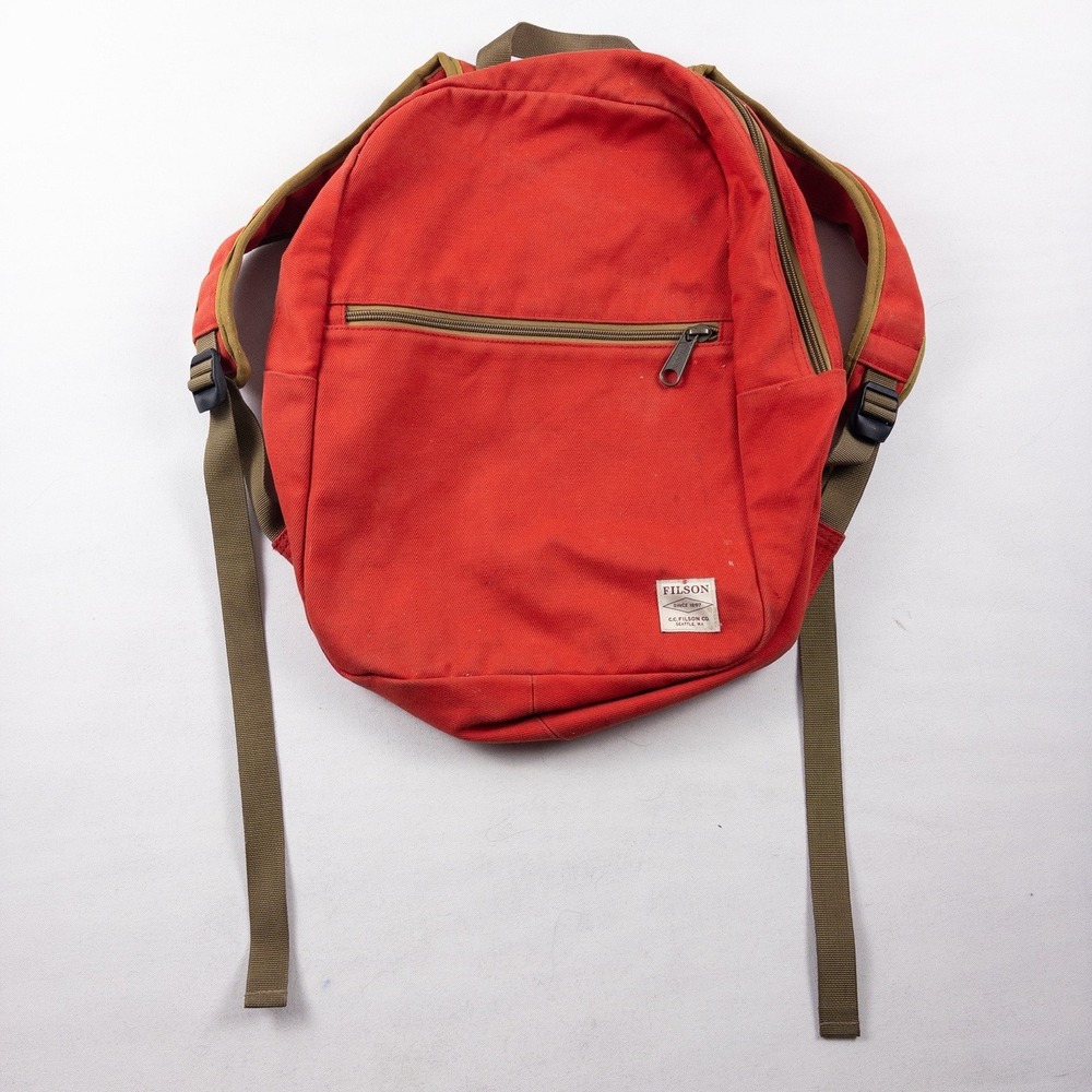 Filson Bandera Backpack Mackinaw Red Rugged Twill Made in USA Canvas Daypack